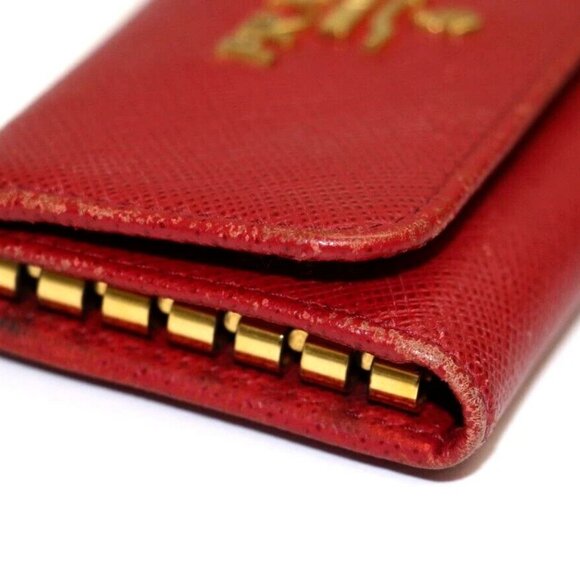 Prada Saffiano Leather Red Key Holder Wallet - Picture 13 of 15